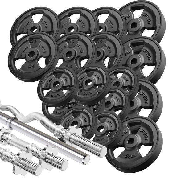 Tyče s činkami pogumované třípažbové závaží s hmotností 113 kg - Marbo Sport