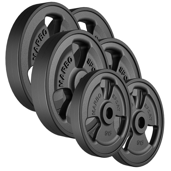 Sada pogumovaných litinových závaží Tri-Grip 60 kg / 2 x 15 kg + 2 x 10 kg + 2 x 5 kg - Marbo Sport