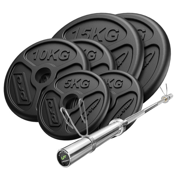 Sada 75kg | Olympijská činka 180 cm + zátěžové desky 2x15kg, 2x10kg, 2x5kg - Marbo Sport