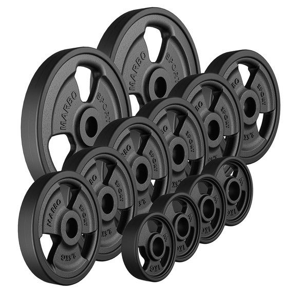 Sada pogumovaných litinových závaží Tri-Grip 29 kg / 2 x 5 kg + 6 x 2,5 kg + 4 x 1 kg - Marbo Sport