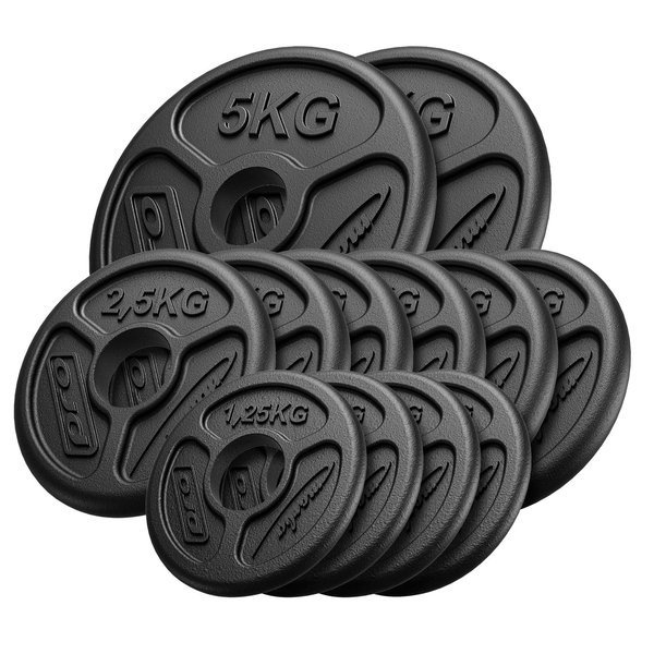 Olympijské kotouče z litiny 30 kg / 2 x 5 kg + 6 x 2,5 kg + 4 x 1,25 kg - Marbo Sport