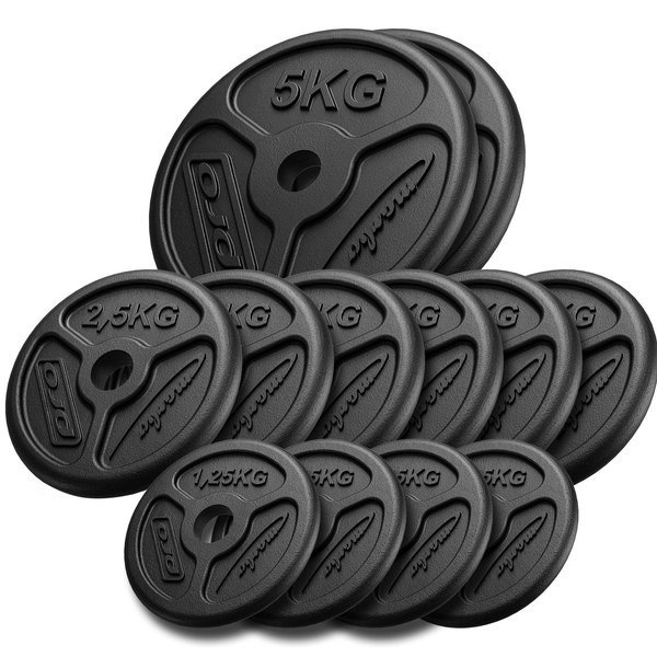 Litinové zátěžové desky štíhlé 30 kg / 4 x 1,25 kg, 6 x 2,5 kg, 2 x 5 kg - Marbo Sport