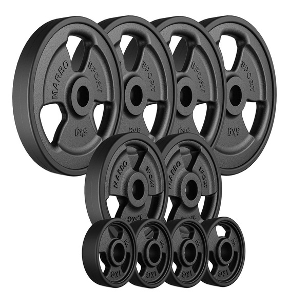 Sada pogumovaných litinových závaží Tri-Grip 29 kg / 4 x 5 kg + 2 x 2,5 kg + 4 x 1 kg - Marbo Sport