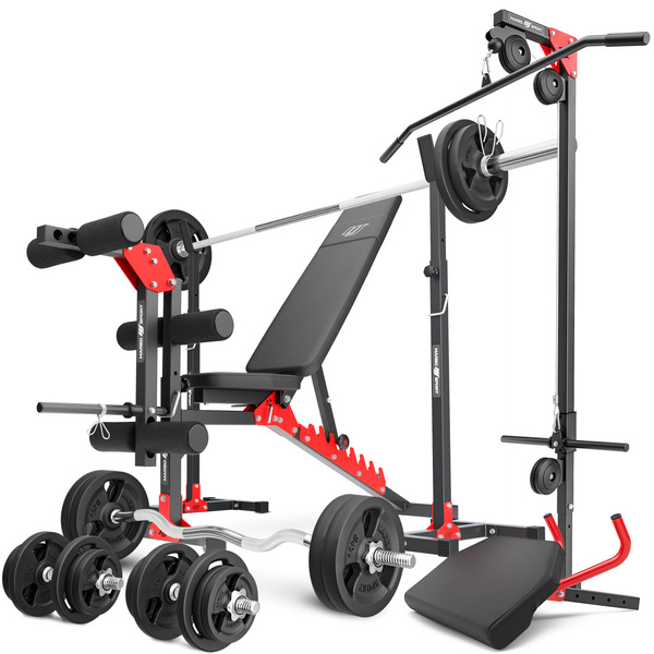Nastavit MH25 | Posilovací lavice MH-L115 + 2 x stojany na činky MH-S201 + trenažér na nohy MH-A102 + lat-pull stanice MH-W104 + loketní stůl MH-A101 - Marbo Sport