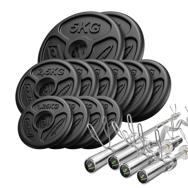 Sada 65kg | Olympijská činka 180 cm + mírně prohnutá curl bar 120 cm + 2x činka 50 cm + zátěžové desky 2x5kg, 6x2,5kg, 4x1,25kg - Marbo Sport