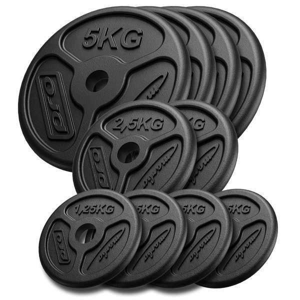 Litinové zátěžové desky štíhlé 30 kg / 4 x 1,25 kg, 2 x 2,5 kg, 4 x 5 kg - Marbo Sport